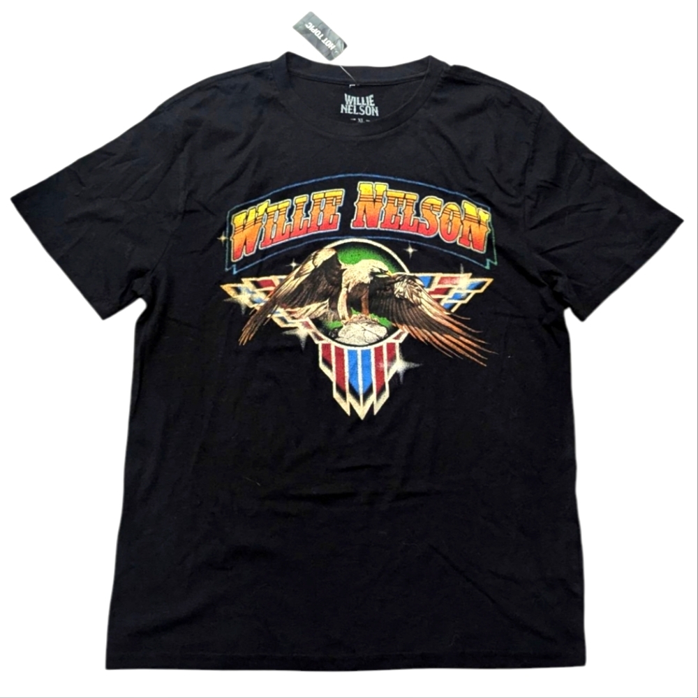 Willie Nelson Eagle Black Graphic T-Shirt Band Tee Size XL NWT